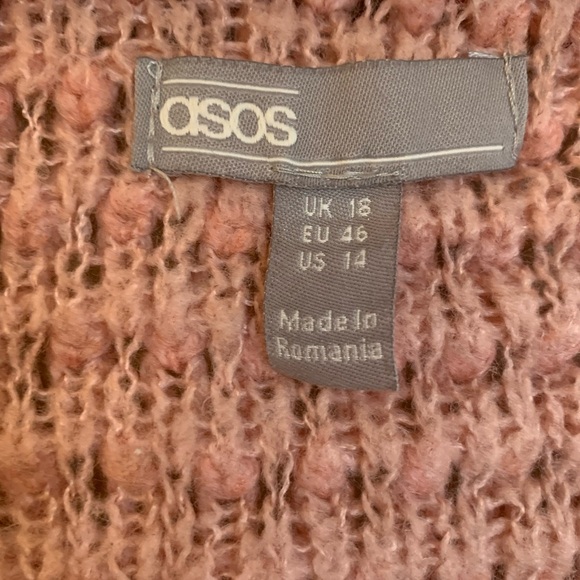 ASOS DESIGN Chunky Oversized Cardigan Dusty Pink Size 14 clean girl - Picture 5 of 7